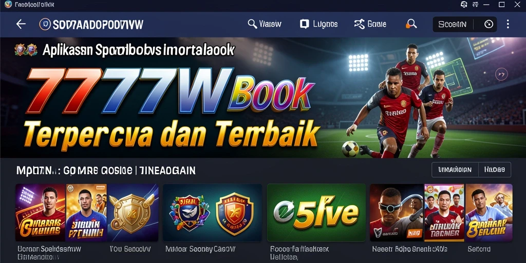 Tampilan layout menarik aplikasi 7777W untuk taruhan olahraga.