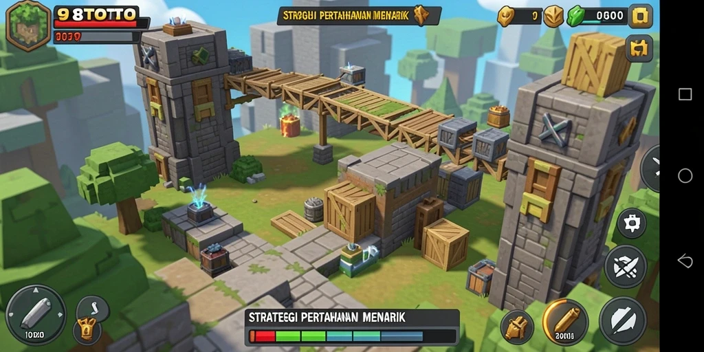 Gameplay menegangkan dalam 98TOTO saat mempertahankan menara.