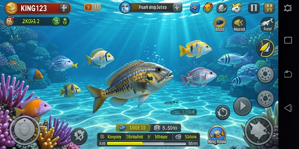 Screenshot gameplay KING123 menampilkan aksi seru dalam Tembak Ikan.