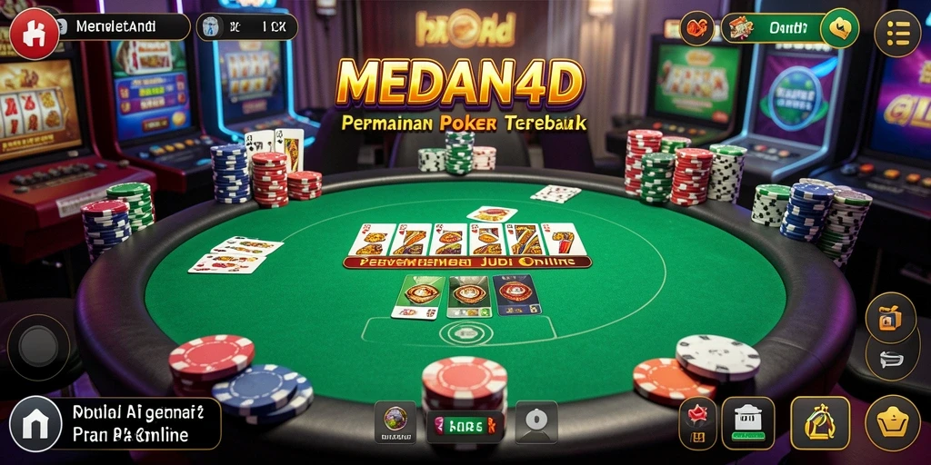 Screenshot gameplay MEDAN4D menampilkan suasana permainan Poker yang menegangkan.