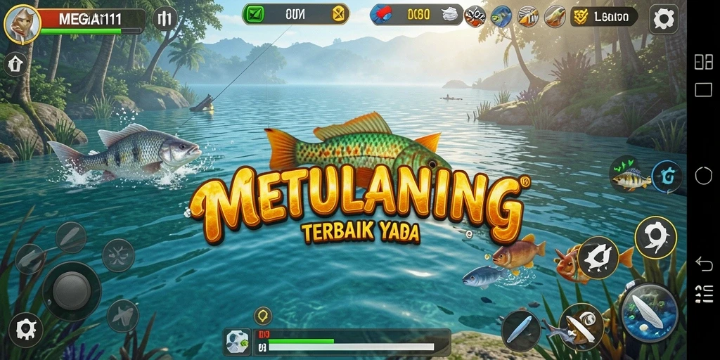 Gameplay menarik dari MEGA111 yang menunjukkan aktivitas memancing yang seru.