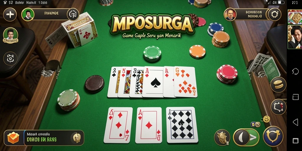 Tampilan gameplay seru MPOSURGA dengan fitur gaple yang menarik.